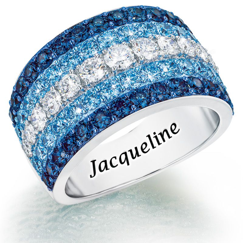 Blaue Welle – Personalisierter Diamonisse Ring