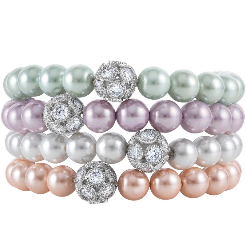 Pastell Perlen Diamonisse Armband Set